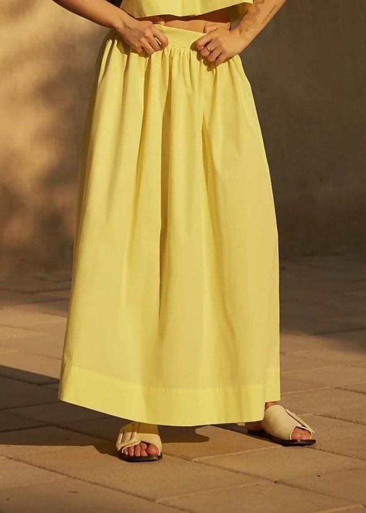 A Model Wearing Yellow Organic Cotton Aafra Skirt, curated by Only Ethikal