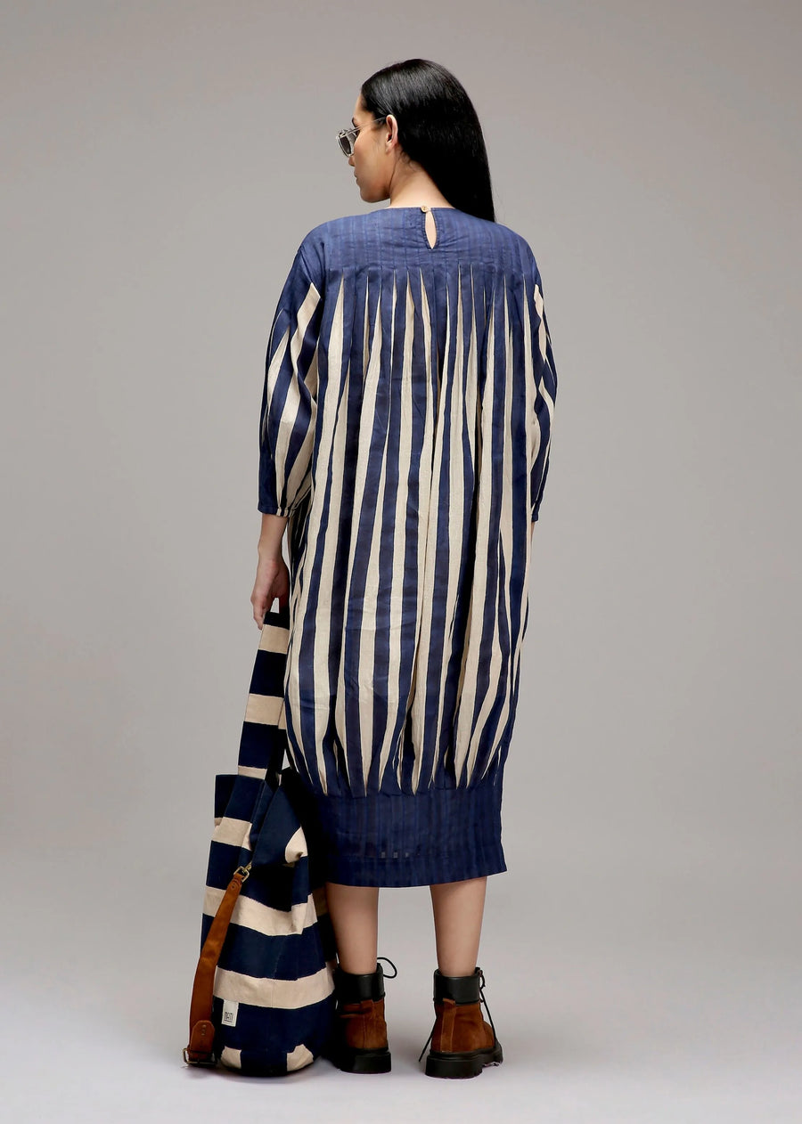 Egg-Shell Blue Striped Balloon Dress