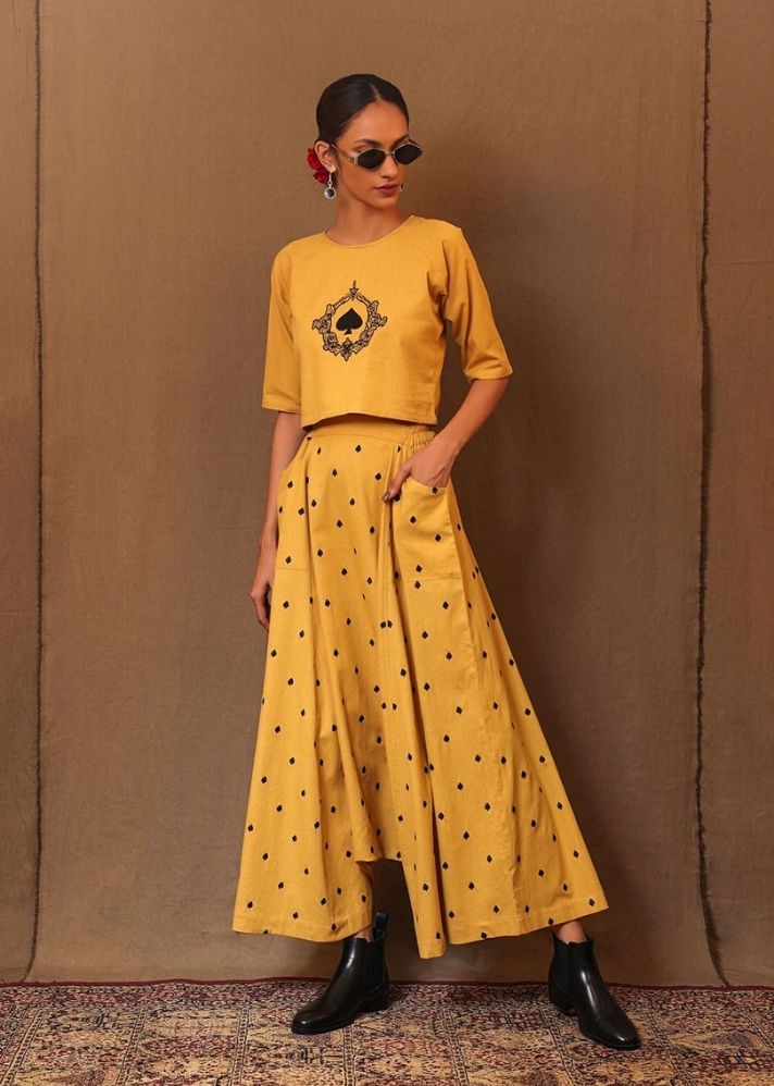 Mustard Spade Emb Harem Pants