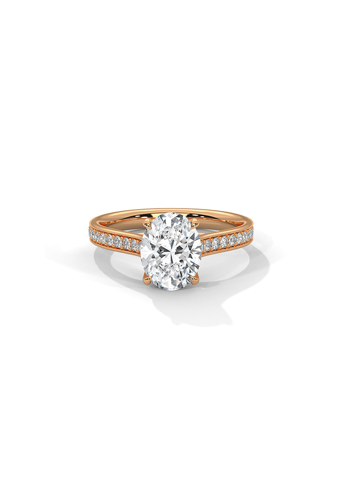 Oval Cut Solitaire Ring With 22 Diamonds-Cat0126