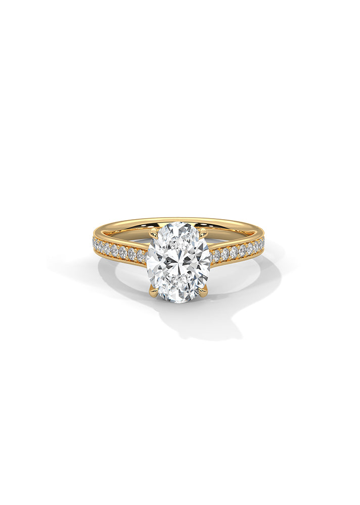 Oval Cut Solitaire Ring With 22 Diamonds-Cat0126