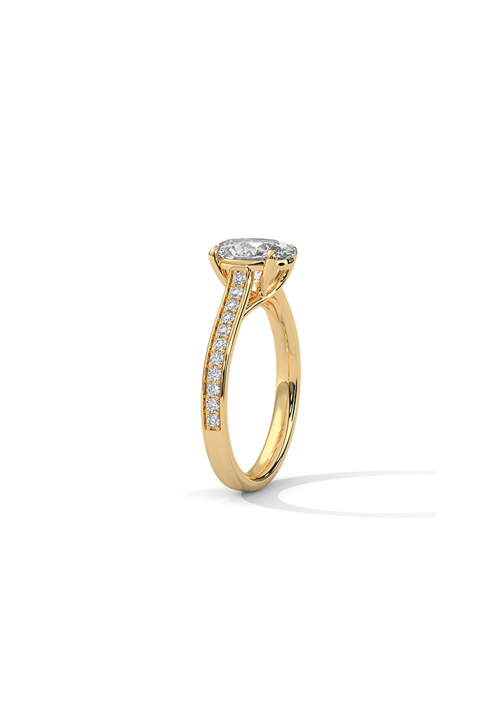 Oval Cut Solitaire Ring With 22 Diamonds-Cat0126