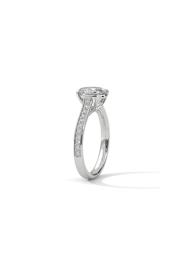 Oval Cut Solitaire Ring With 22 Diamonds-Cat0126