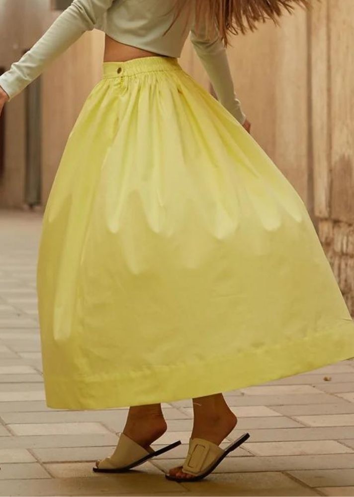 A Model Wearing Yellow Organic Cotton Aafra Skirt, curated by Only Ethikal