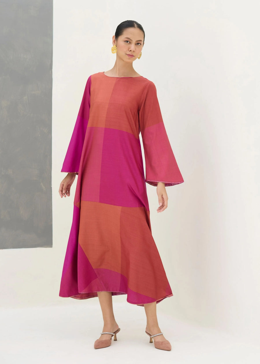 A Model Wearing Pink Silk Zoa Eri Silk Dress - Rose, curated by Only Ethikal