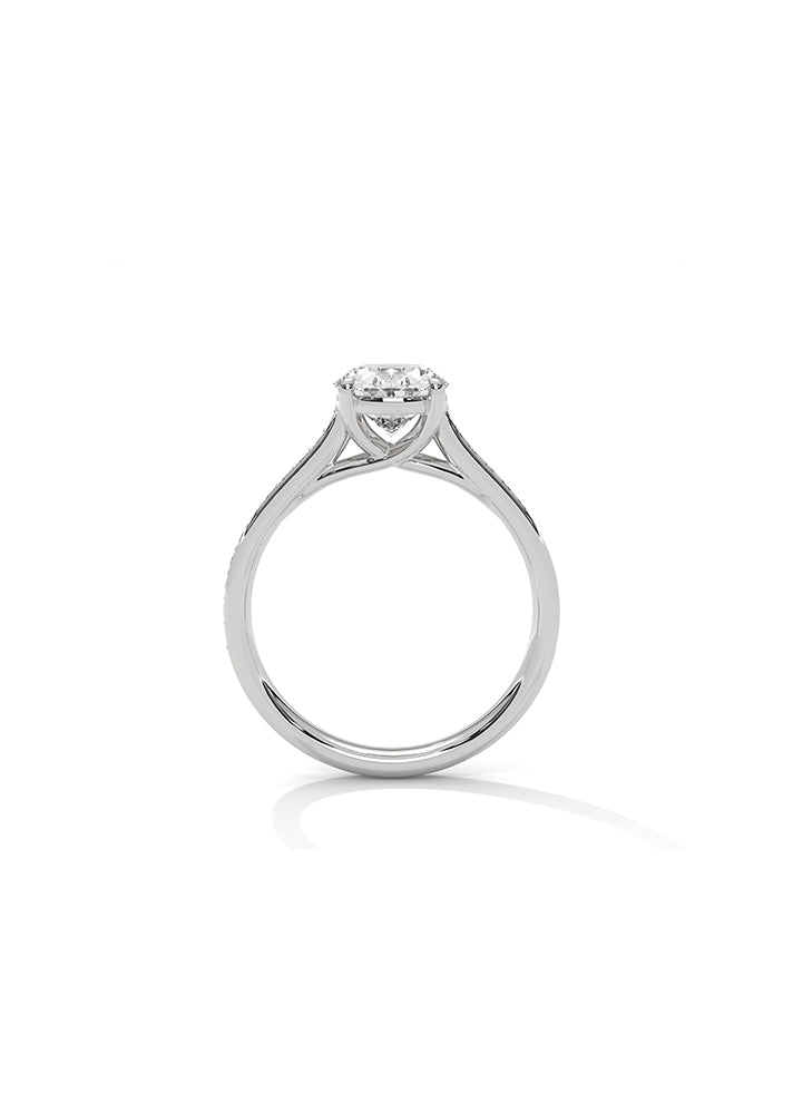 Oval Cut Solitaire Ring With 22 Diamonds-Cat0126