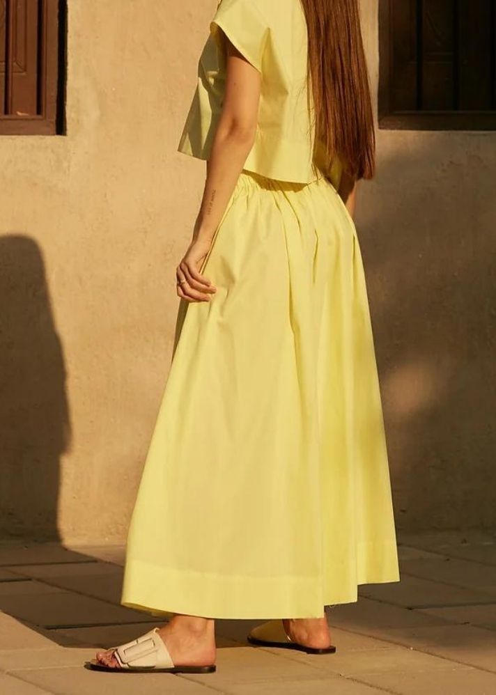 A Model Wearing Yellow Organic Cotton Aafra Skirt, curated by Only Ethikal