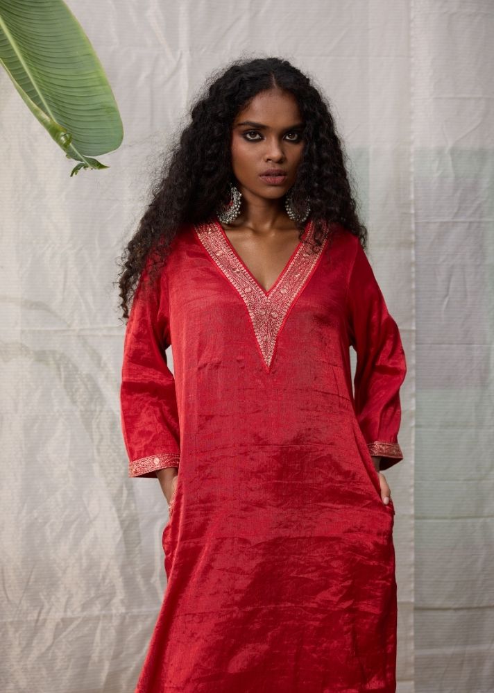 Red Nyra Kurta Coord Set