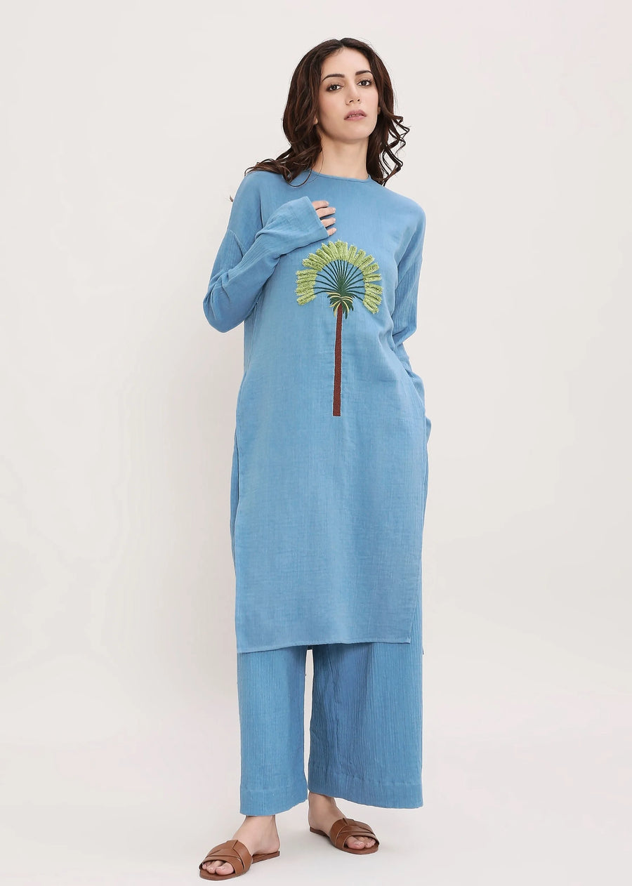 Coco Blue Embroidered Tunic
