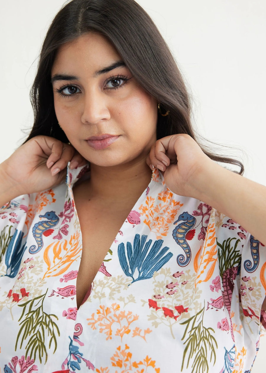 Ocean Heart Cotton White Dress