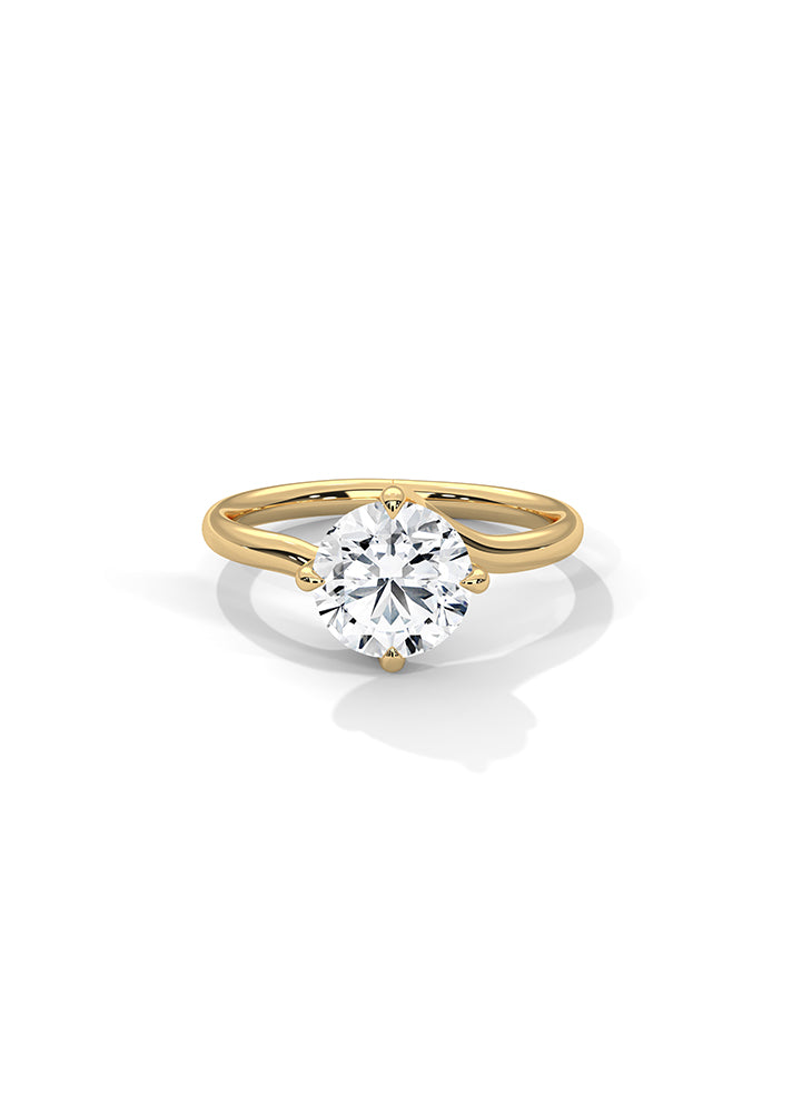 Product image of Yellow Gold, White Gold, Rose Gold 18K gold ring  with Ethically Lab Grown Diamonds  Asymetric Round Solitaire Ring-Cat0102, curated by Only Ethikal