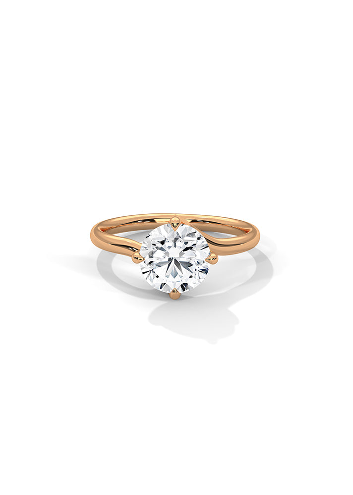 Asymetric Round Solitaire Ring-Cat0102