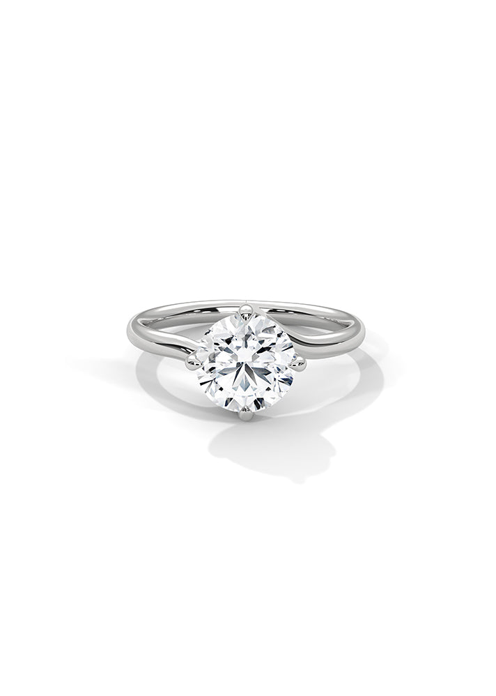 Asymetric Round Solitaire Ring-Cat0102