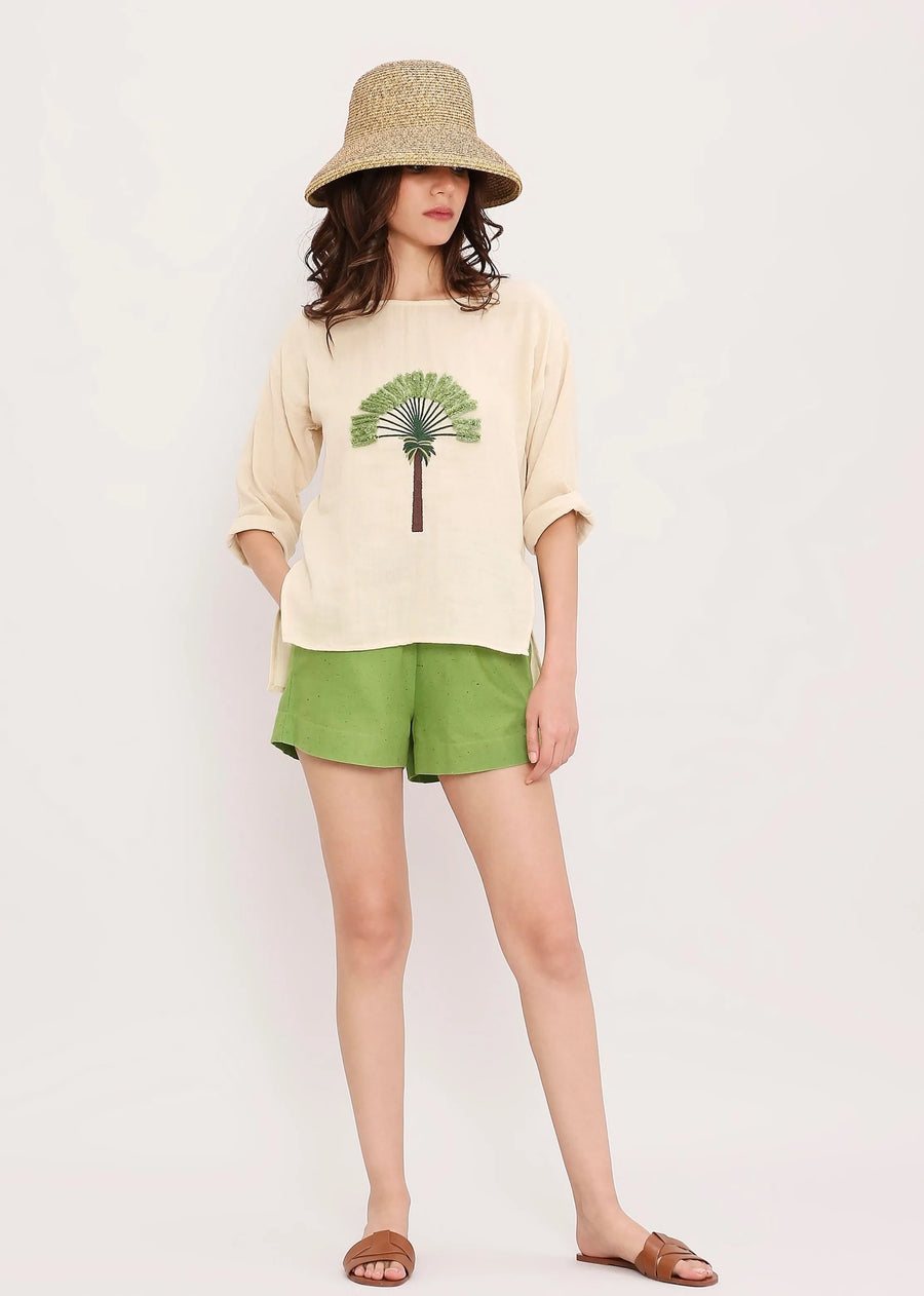 Coco Cream Embroidered Top