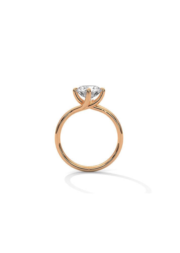 Asymetric Round Solitaire Ring-Cat0102