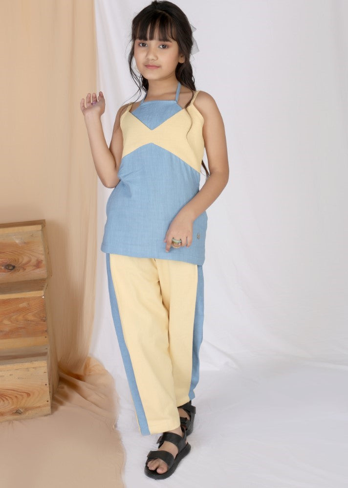 A Model Wearing Multicolor Cotton Kiri Top & Pants Set, curated by Only Ethikal