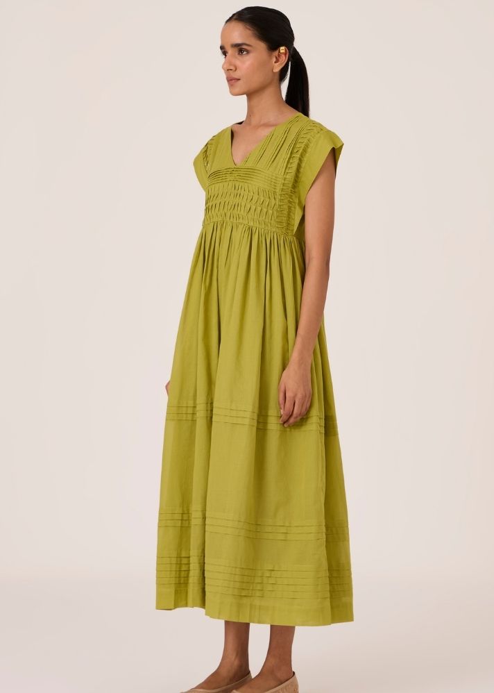 Aelia Citron Pleated Midi Dress