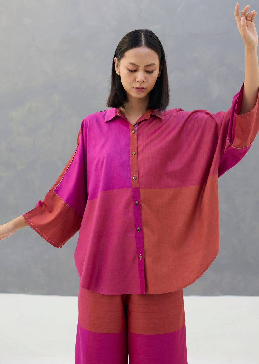 Sara Handwoven Eri Silk Shirt - Rose