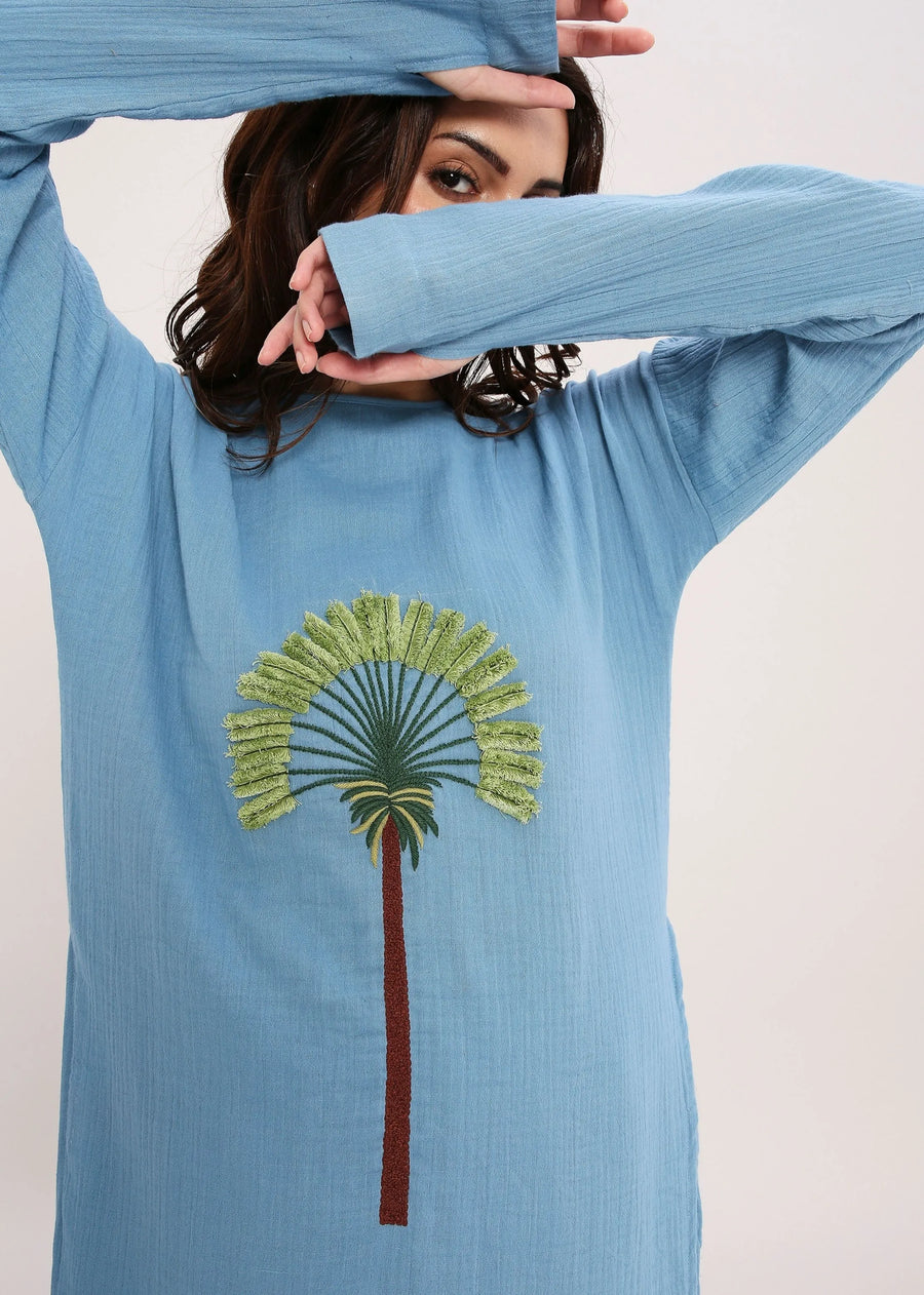 Coco Blue Embroidered Tunic