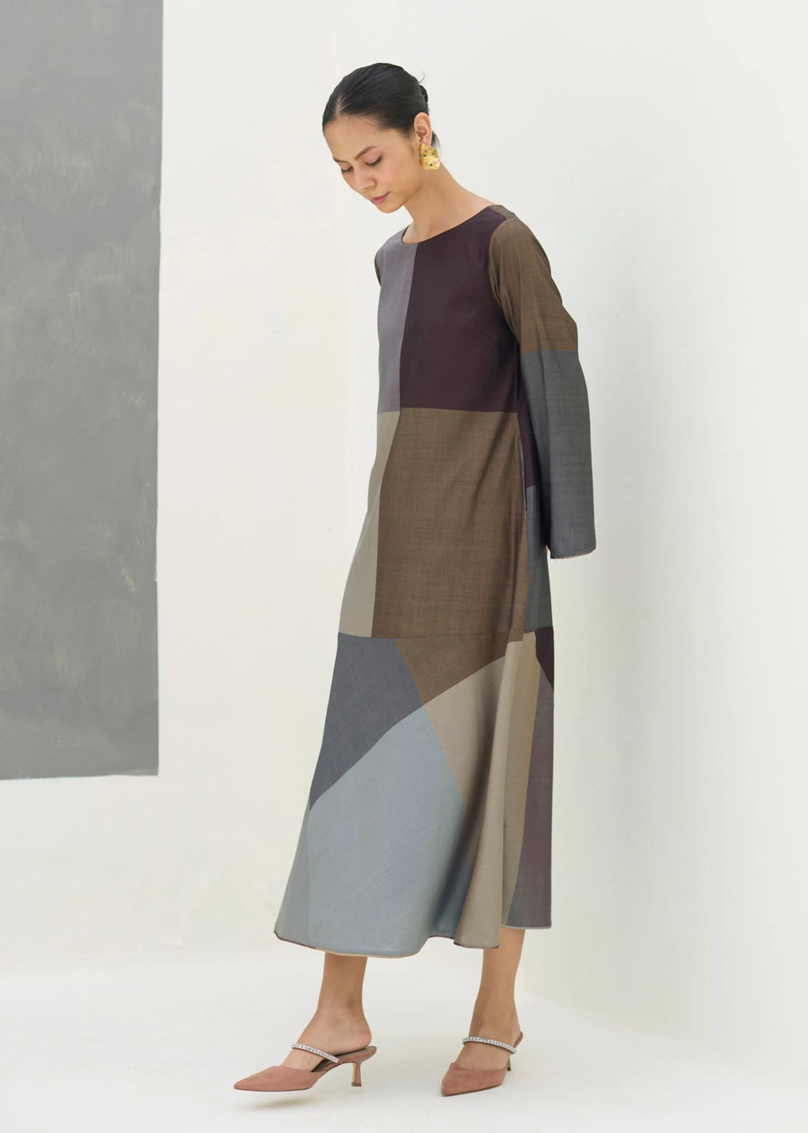 Zoa Eri Silk Dress - Taupe Grey