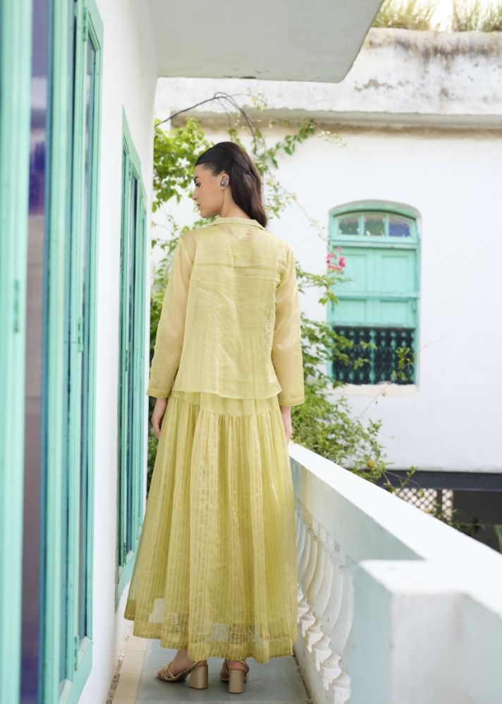 Yellow Heer Set  Maxi Dress With Jacket