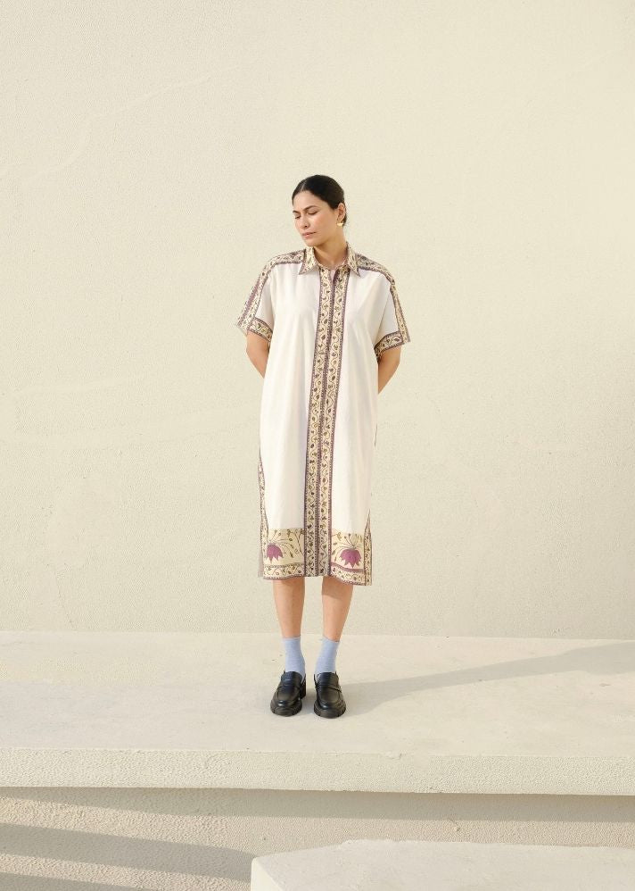 A Model Wearing White Organic Cotton Summer'S Song Dress, curated by Only Ethikal