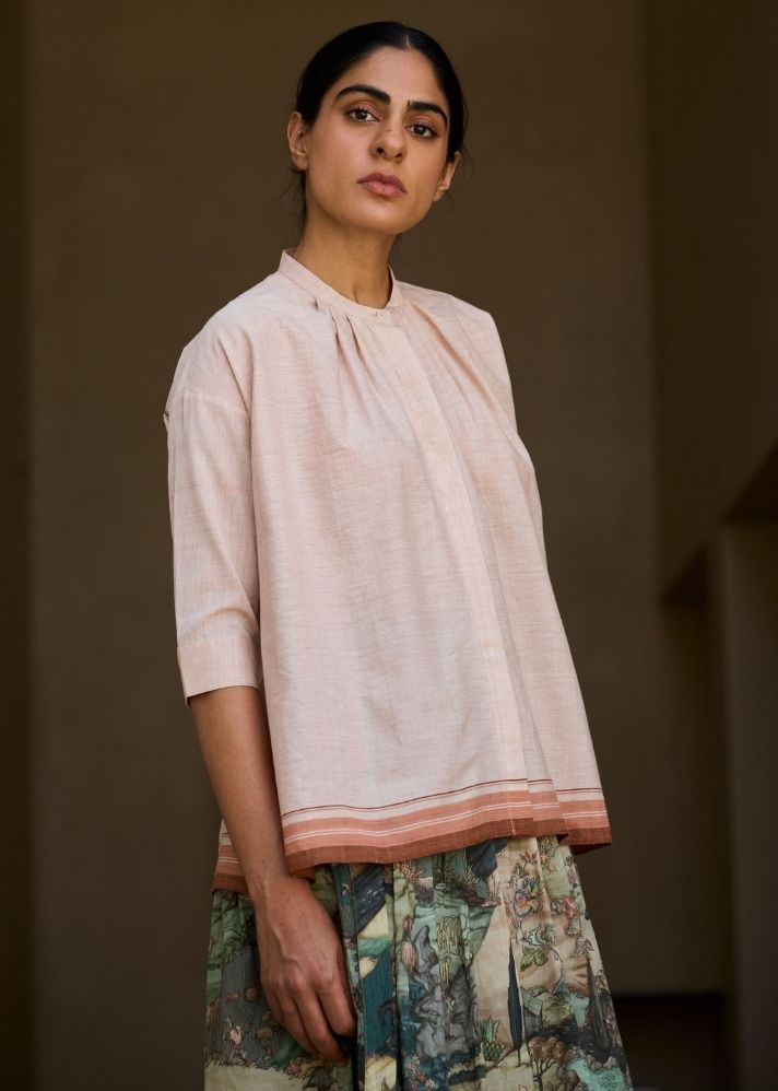 Pele Handwoven Pink Striped Top