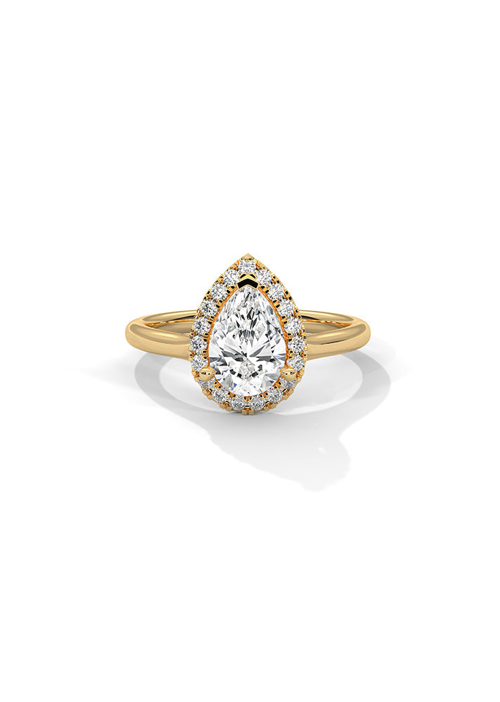 Pear Cut Solitaire Ring With 19 Diamonds-Cat0133