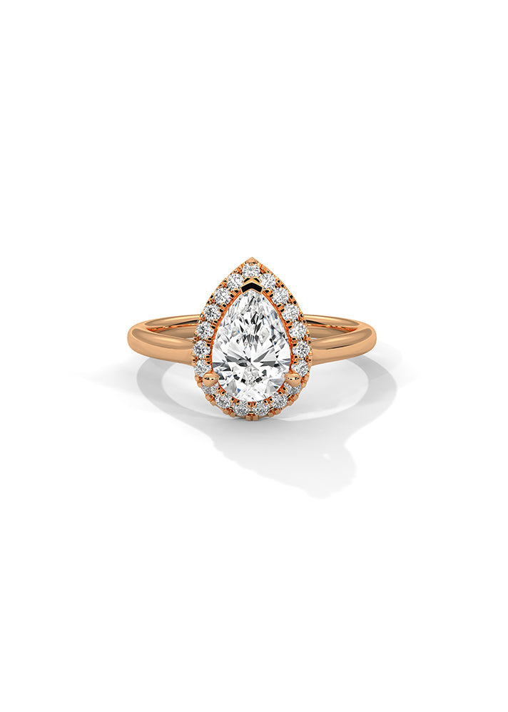 Product image of Yellow Gold, White Gold, Rose Gold 18K gold ring  with Ethically Lab Grown Diamonds Pear Cut Solitaire Ring With 19 Diamonds-Cat0133, curated by Only Ethikal