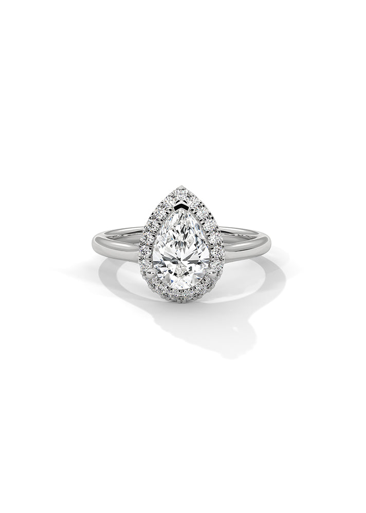 Pear Cut Solitaire Ring With 19 Diamonds-Cat0133