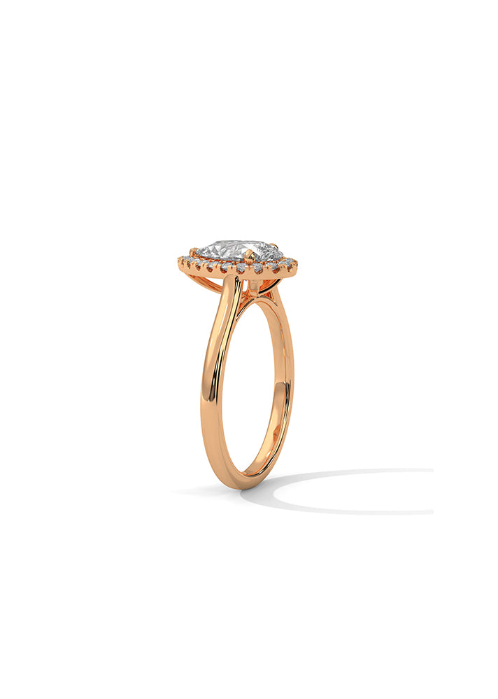 Pear Cut Solitaire Ring With 19 Diamonds-Cat0133