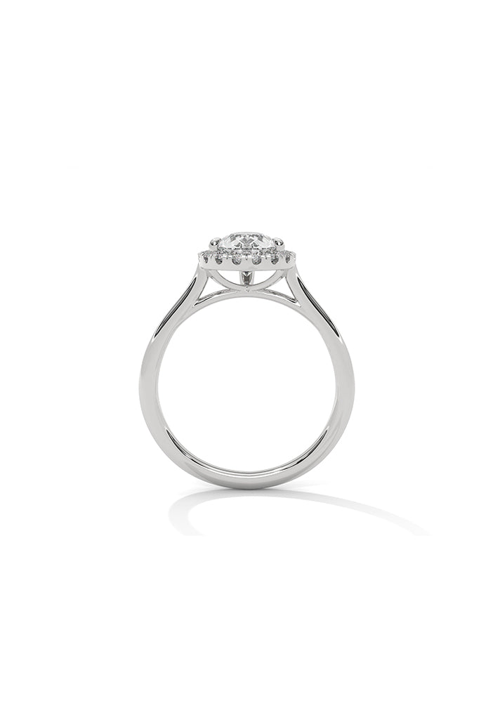 Pear Cut Solitaire Ring With 19 Diamonds-Cat0133