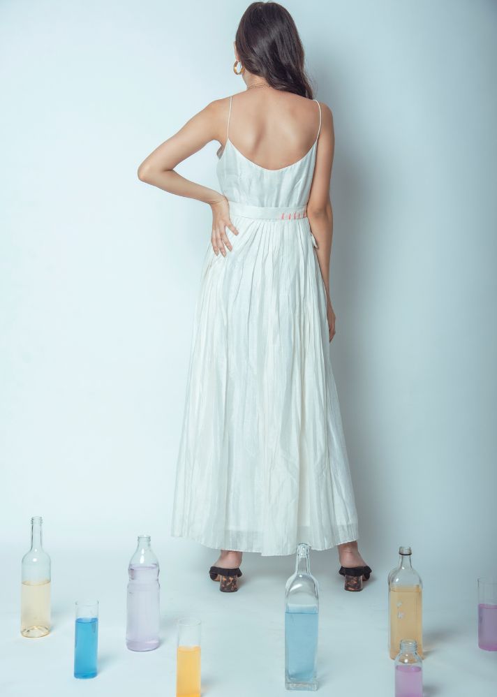 Pleated Pearl Dress In Silk