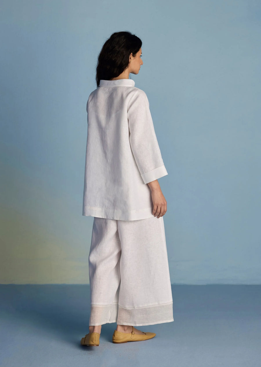Ishi Boat-Neck Linen Co-Ord Set-White