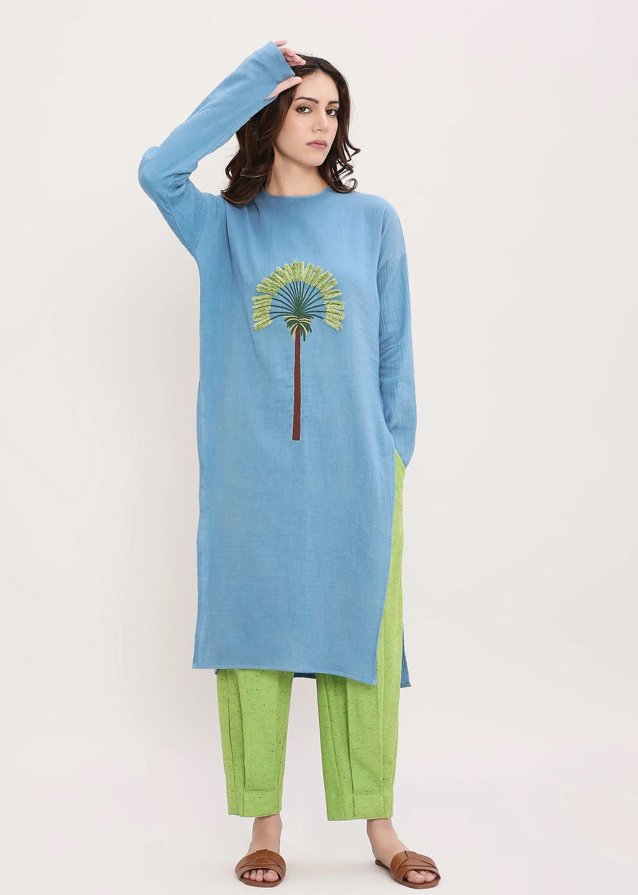 Coco Blue & Green Embroidered Set (2 Pcs)