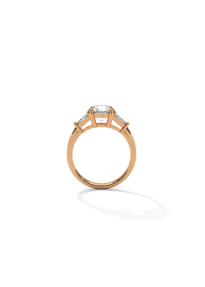 Solitaire Ring With Brilliant Round And Baguette Cut Diamonds-Cat0136