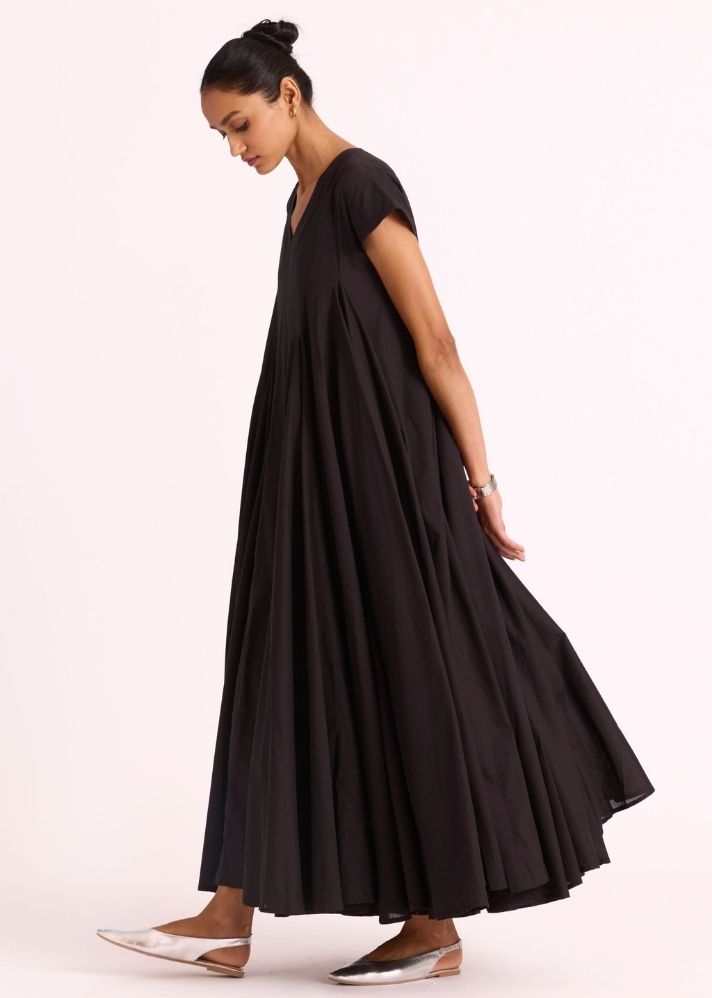 Hadil Black Cotton Maxi Dress