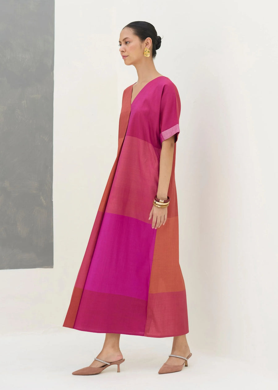 Cath Eri Silk Kaftan Dress - Rose