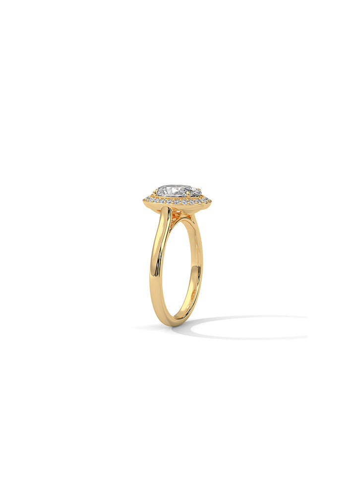 Oval Cut Solitaire Ring With 23 Diamonds-Cat0137