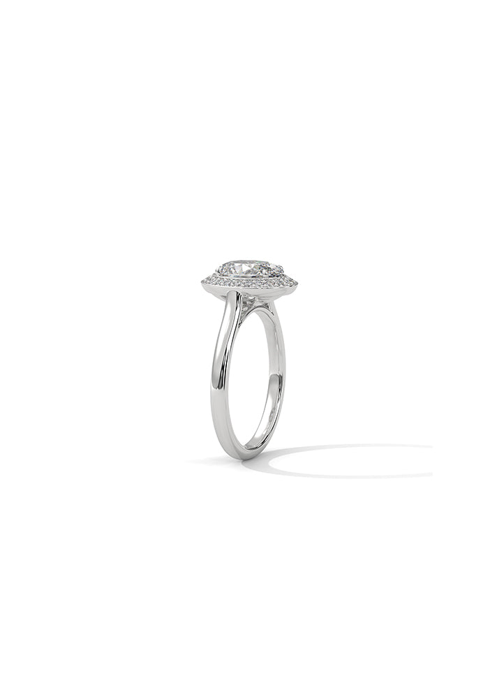 Oval Cut Solitaire Ring With 23 Diamonds-Cat0137