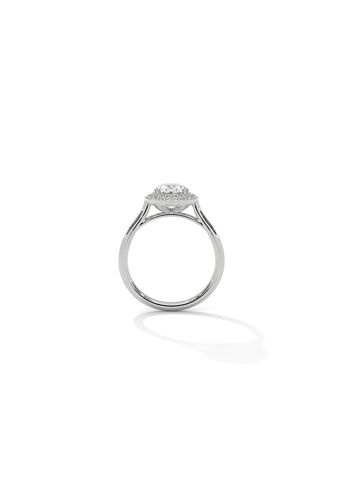 Oval Cut Solitaire Ring With 23 Diamonds-Cat0137