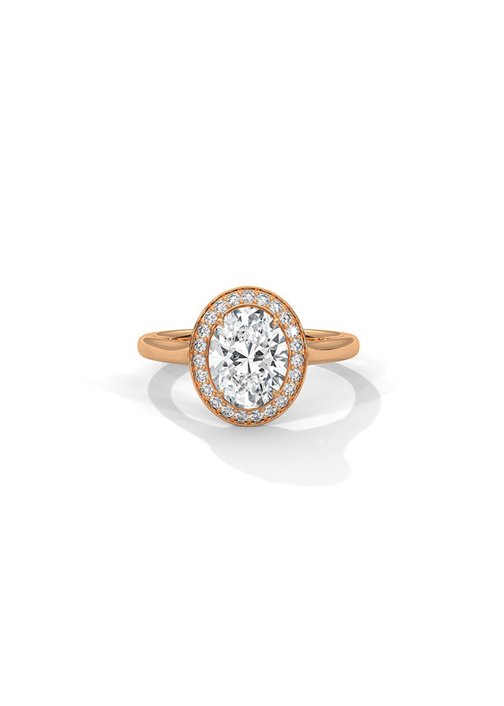 Oval Cut Solitaire Ring With 23 Diamonds-Cat0137