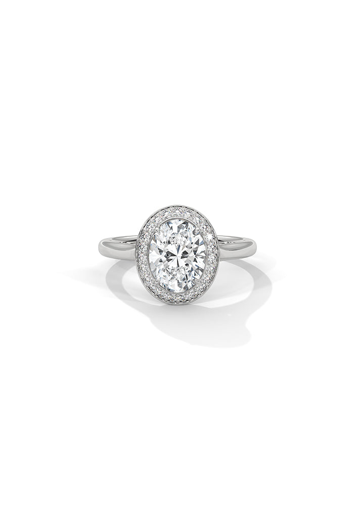 Oval Cut Solitaire Ring With 23 Diamonds-Cat0137