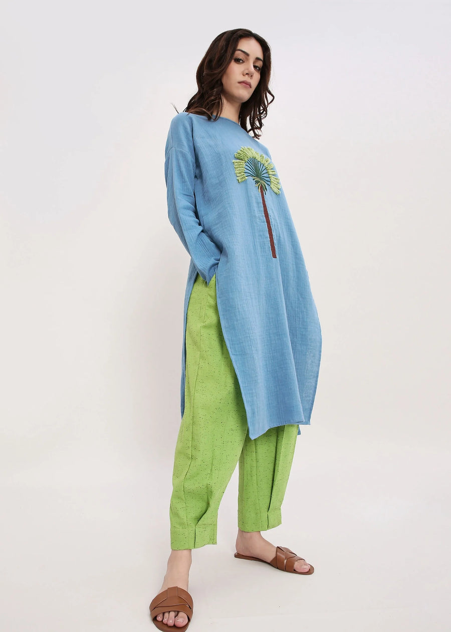 Coco Blue & Green Embroidered Set (2 Pcs)