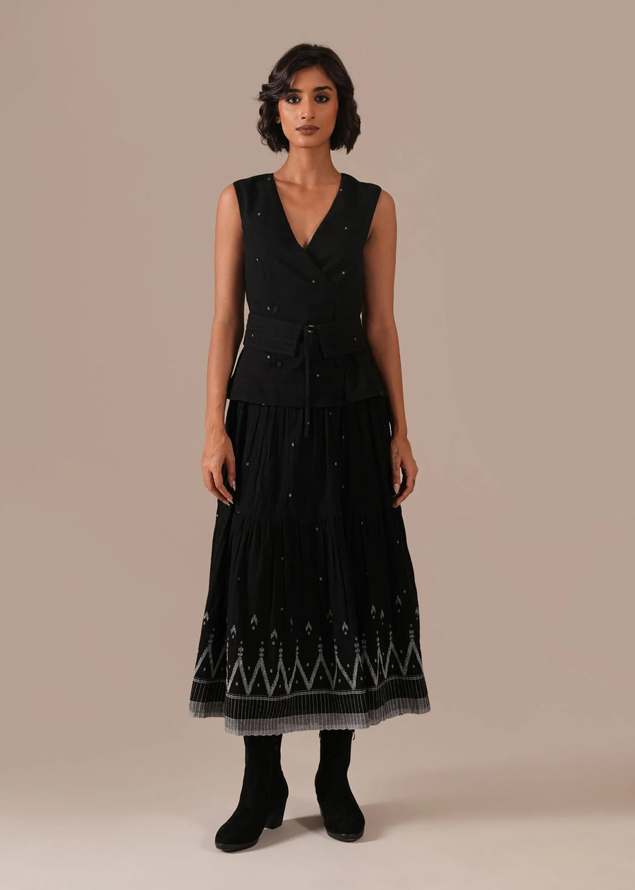 A Model Wearing Black Pure Cotton Midnight Sky Dress, curated by Only Ethikal