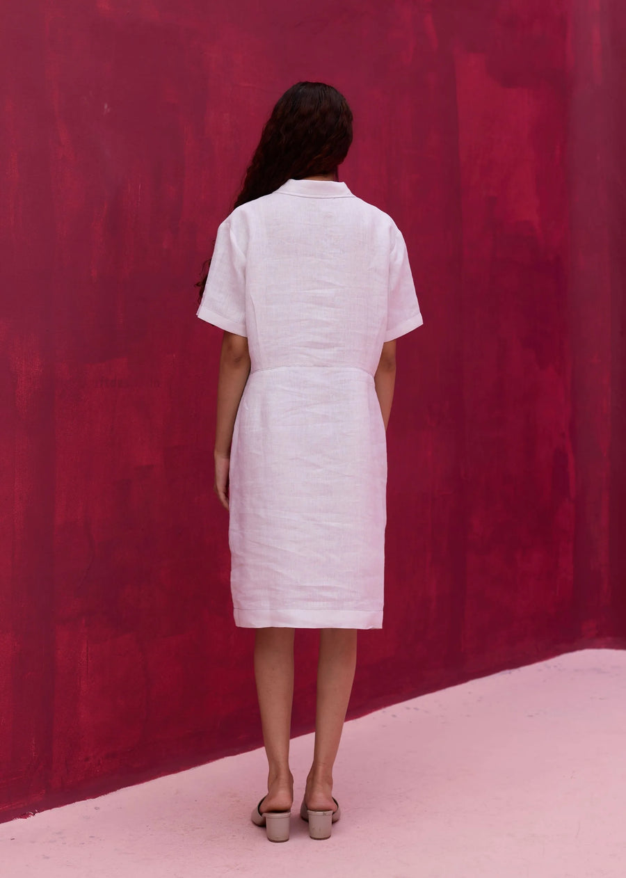 Vana Linen Dress- Ivory