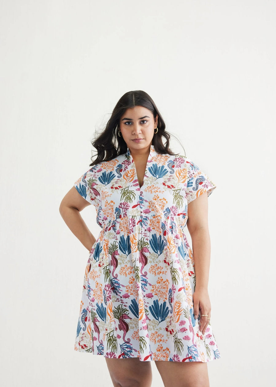 Ocean Heart Cotton White Dress