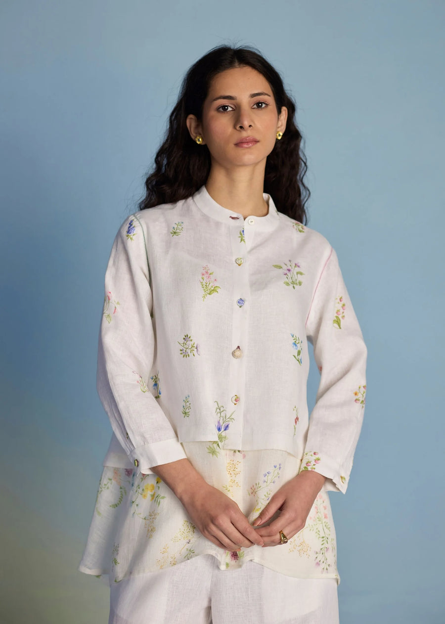 Leina A- Line Linen Co-Ord Set-White