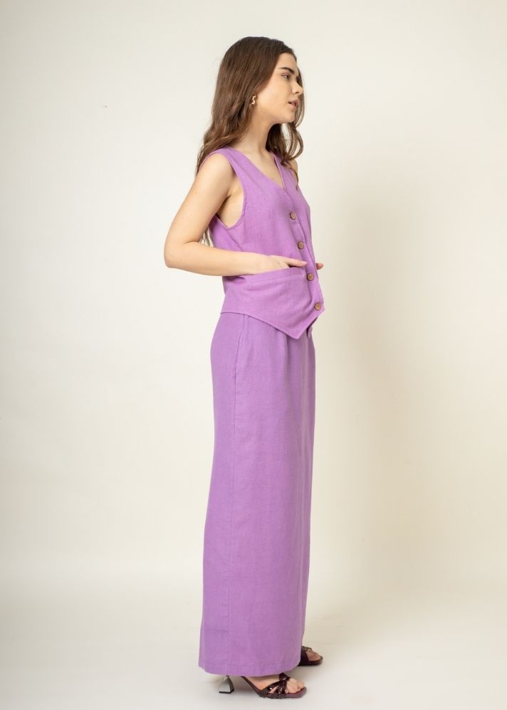 A Model Wearing Purple Organic Cotton Francis Purple Coat, curated by Only Ethikal