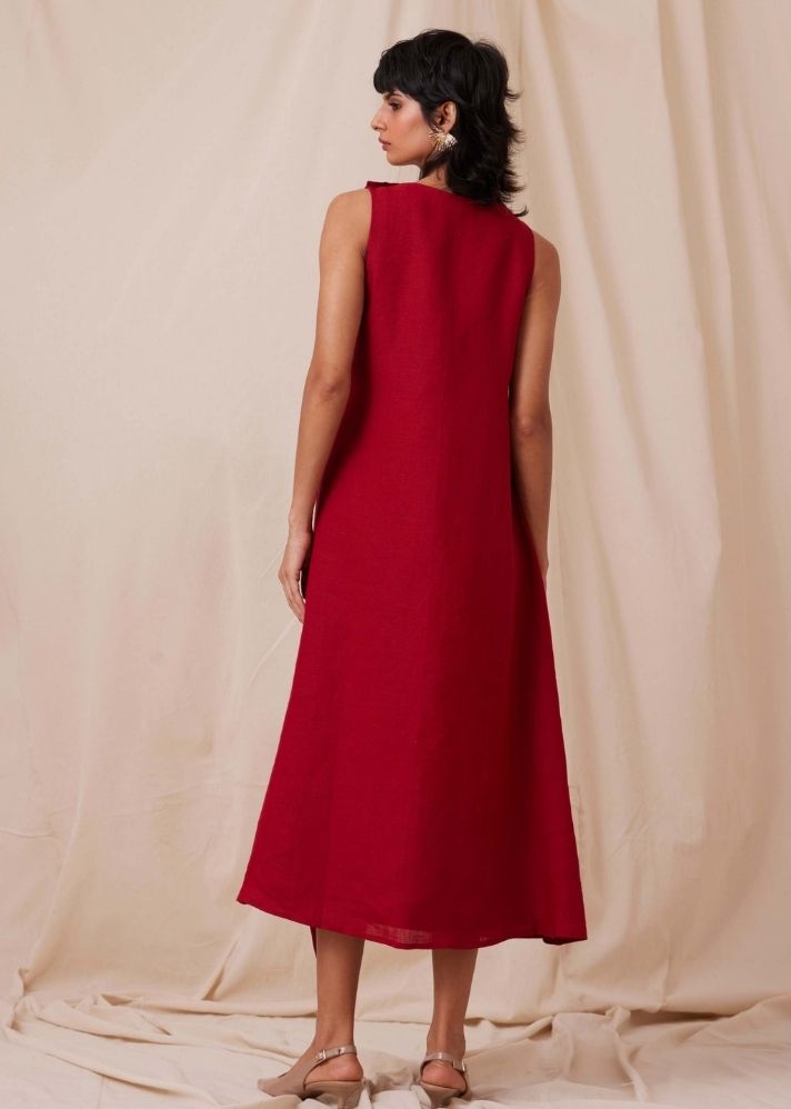 Yola Scarlet Linen Dress